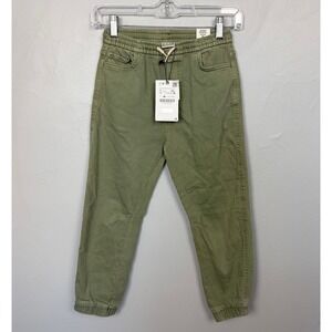 Zara Kids Green Jogger Denim Pants Elastic Waist Comfortable Size 8